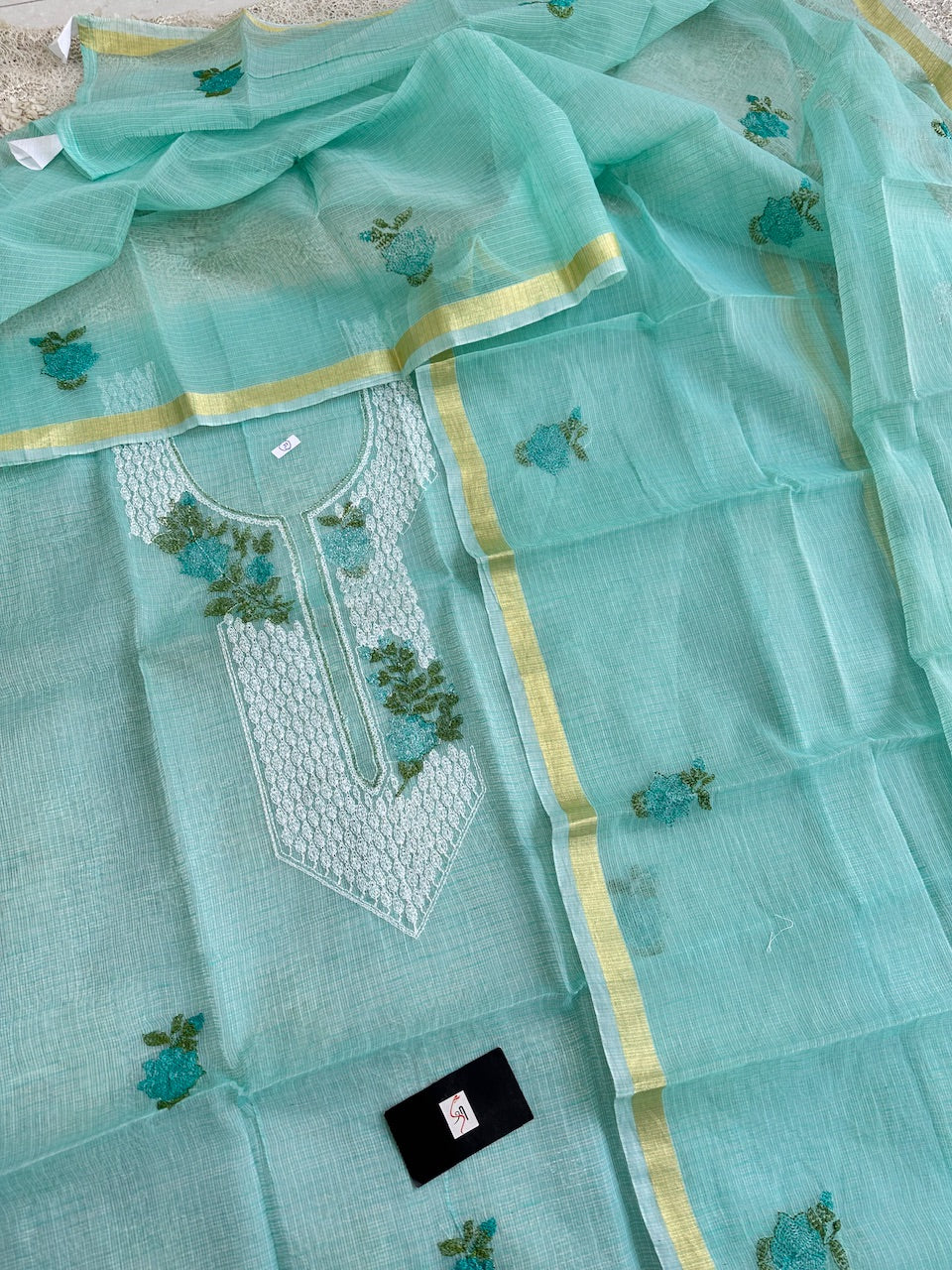 Embroidered Kota Cotton Doria Top N Dupatta (Suit)