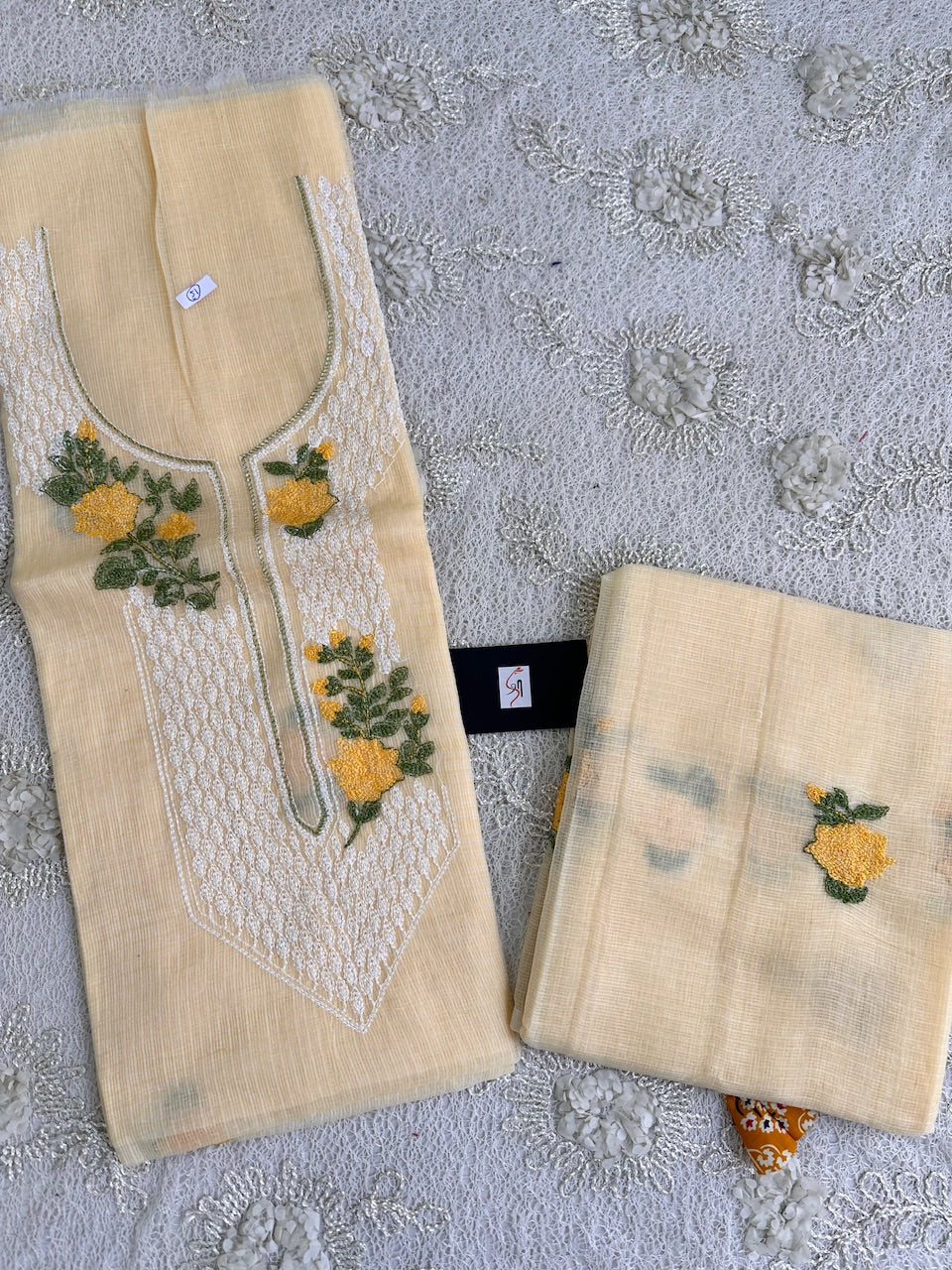 Embroidered Kota Cotton Doria Top N Dupatta (Suit)