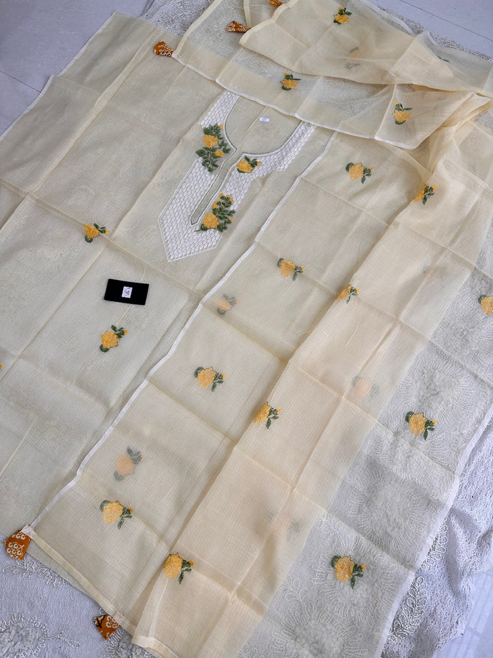 Embroidered Kota Cotton Doria Top N Dupatta (Suit)