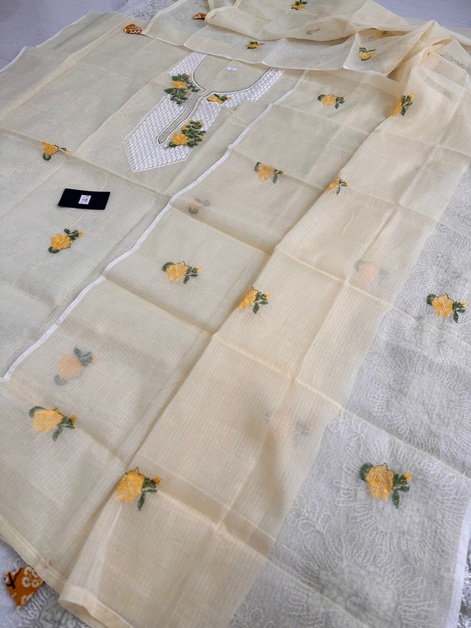 Embroidered Kota Cotton Doria Top N Dupatta (Suit)