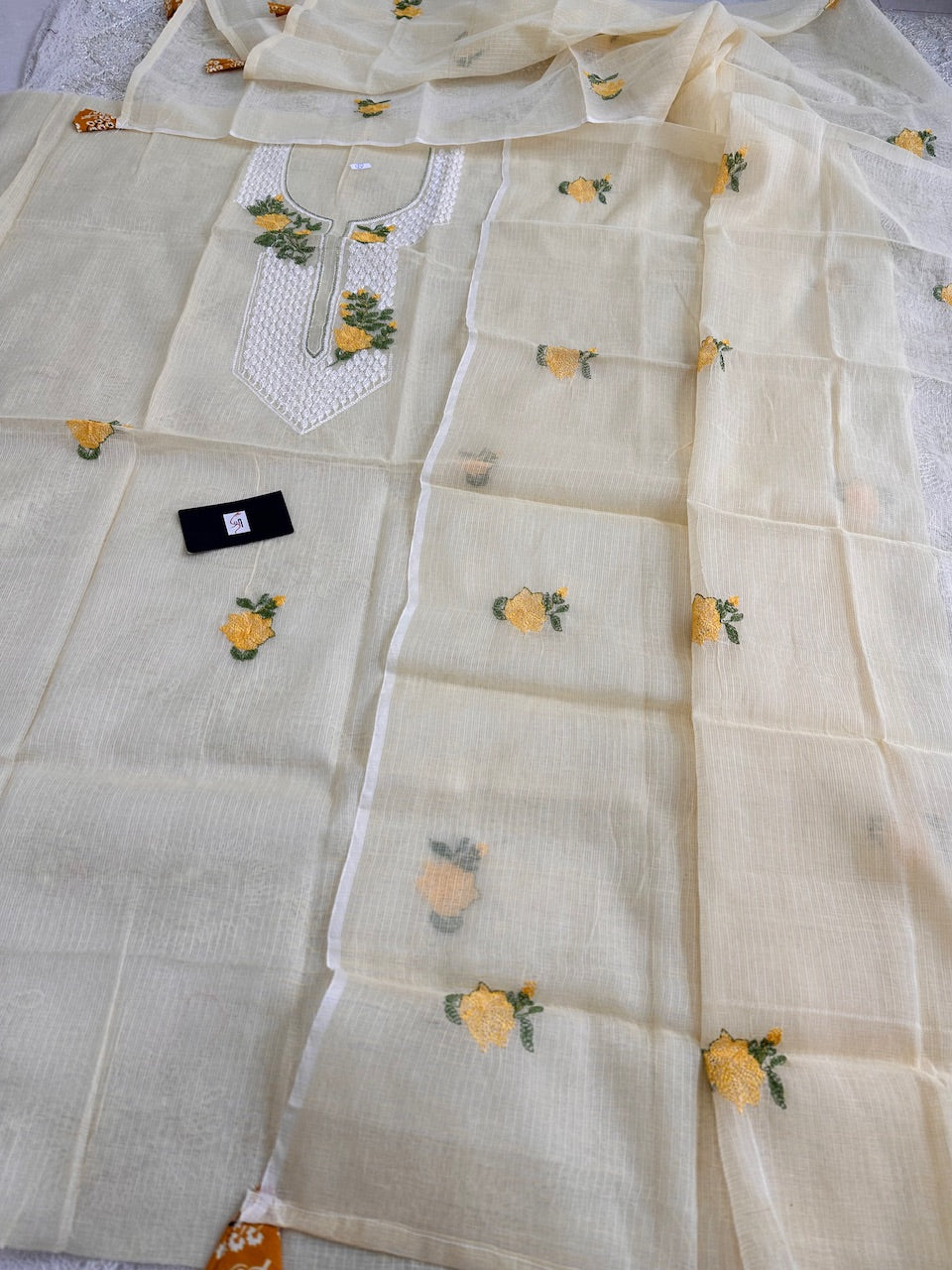 Embroidered Kota Cotton Doria Top N Dupatta (Suit)