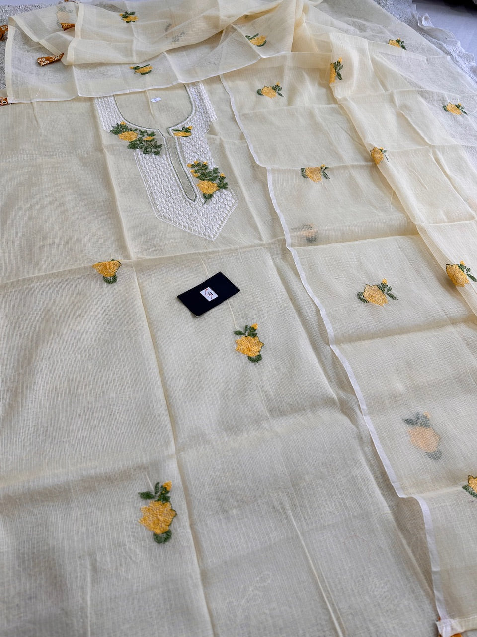 Embroidered Kota Cotton Doria Top N Dupatta (Suit)