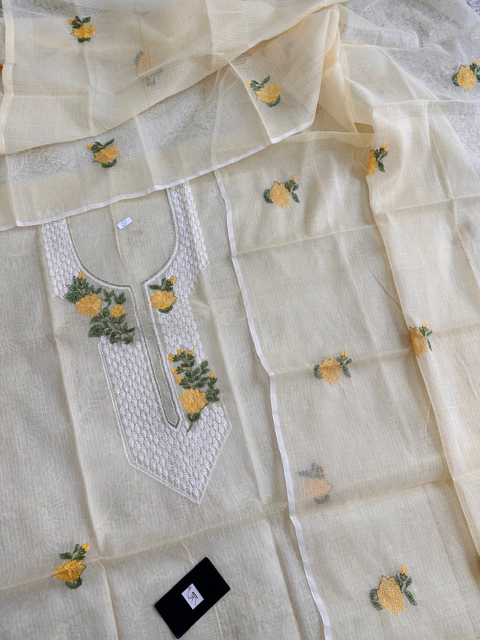 Embroidered Kota Cotton Doria Top N Dupatta (Suit)