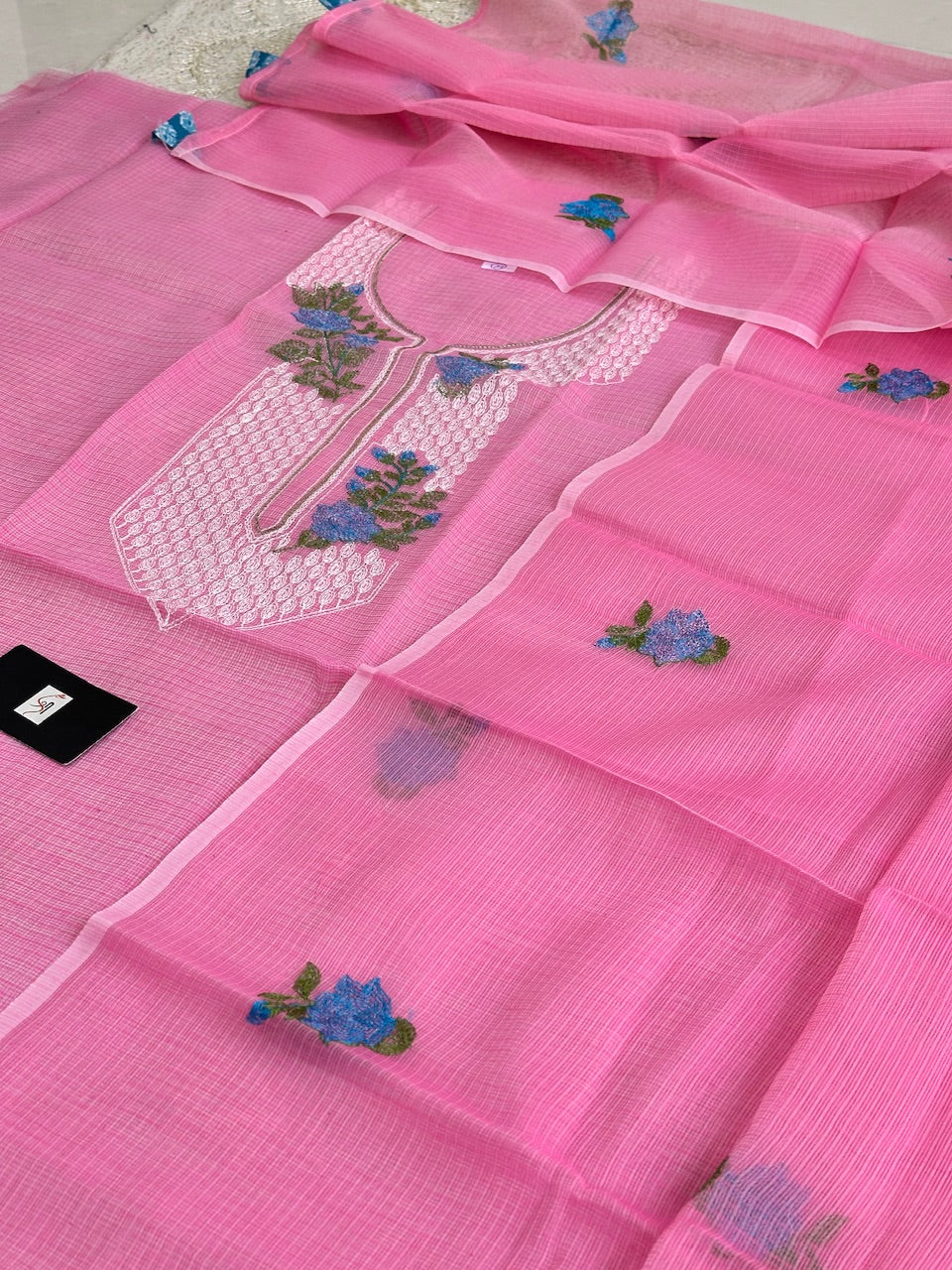 Embroidered Kota Cotton Doria Top N Dupatta (Suit)