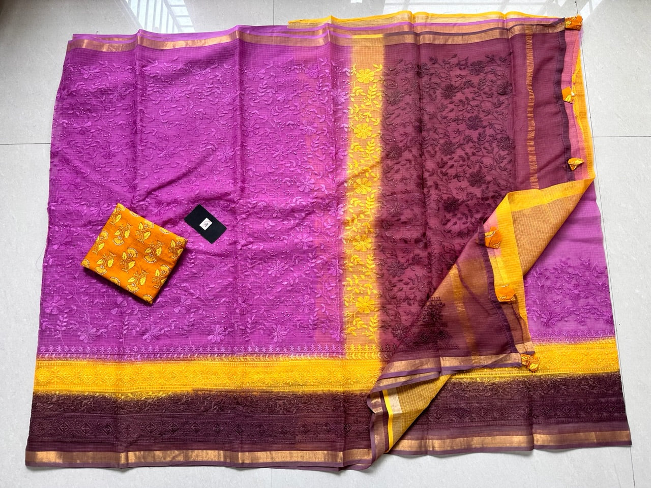 Pure Embroidered Kota Cotton Doria Saree