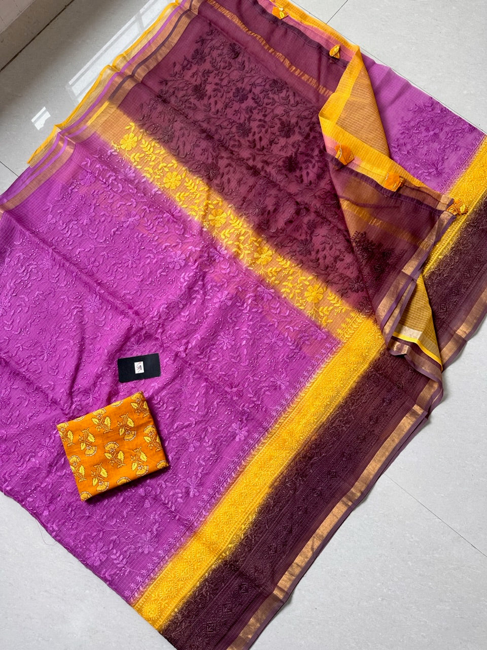 Pure Embroidered Kota Cotton Doria Saree