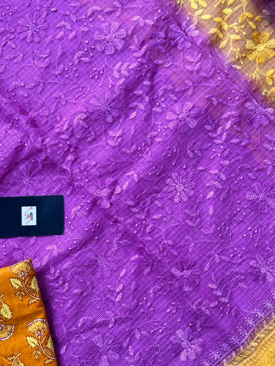 Pure Embroidered Kota Cotton Doria Saree