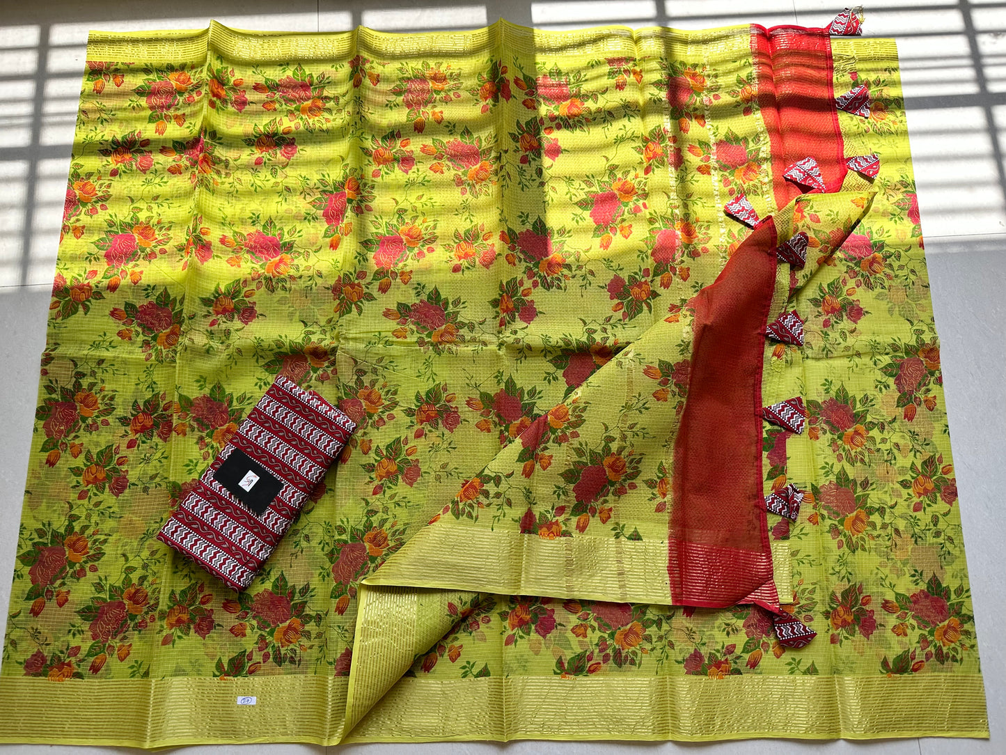 HandBlock Printed Kota Cotton Doria Saree