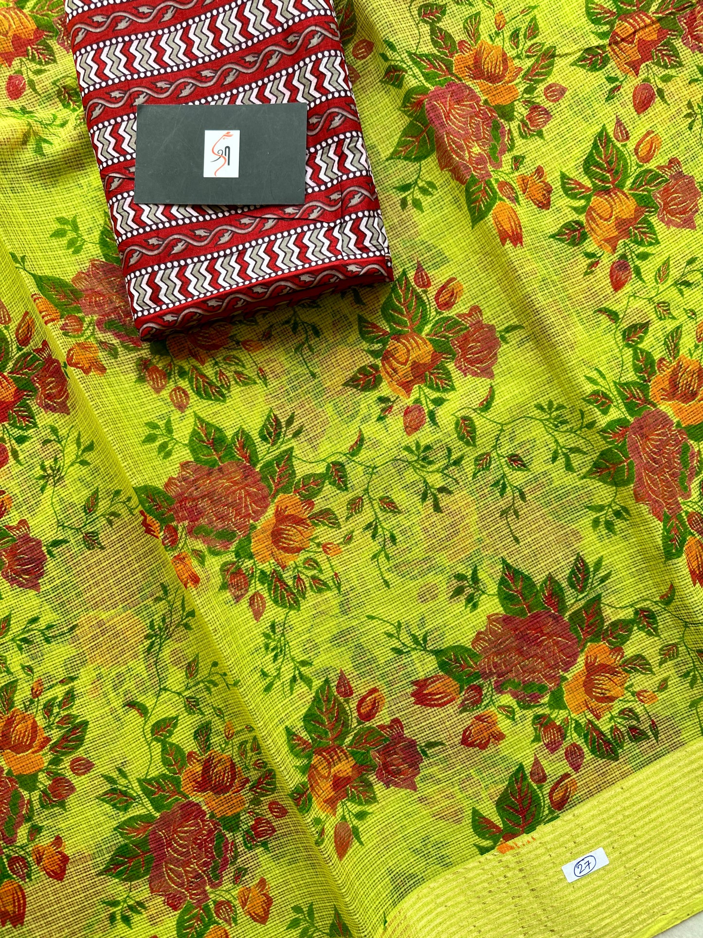 HandBlock Printed Kota Cotton Doria Saree