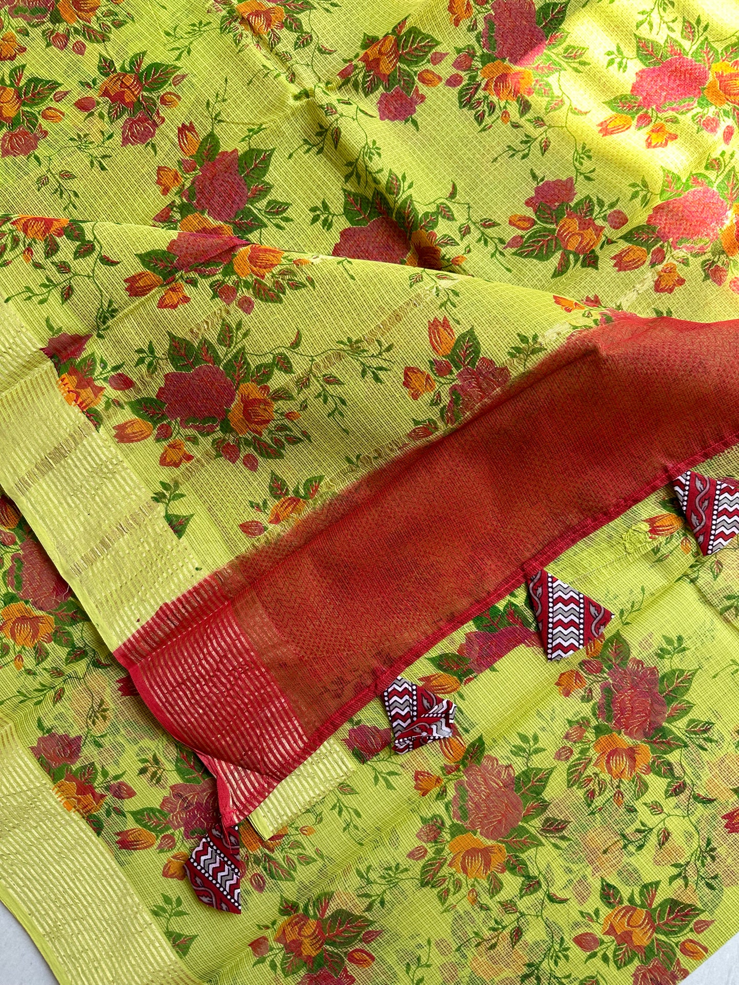 HandBlock Printed Kota Cotton Doria Saree