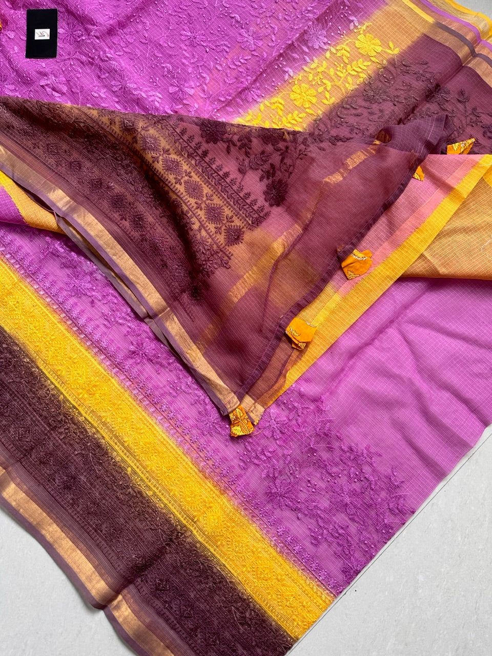 Pure Embroidered Kota Cotton Doria Saree