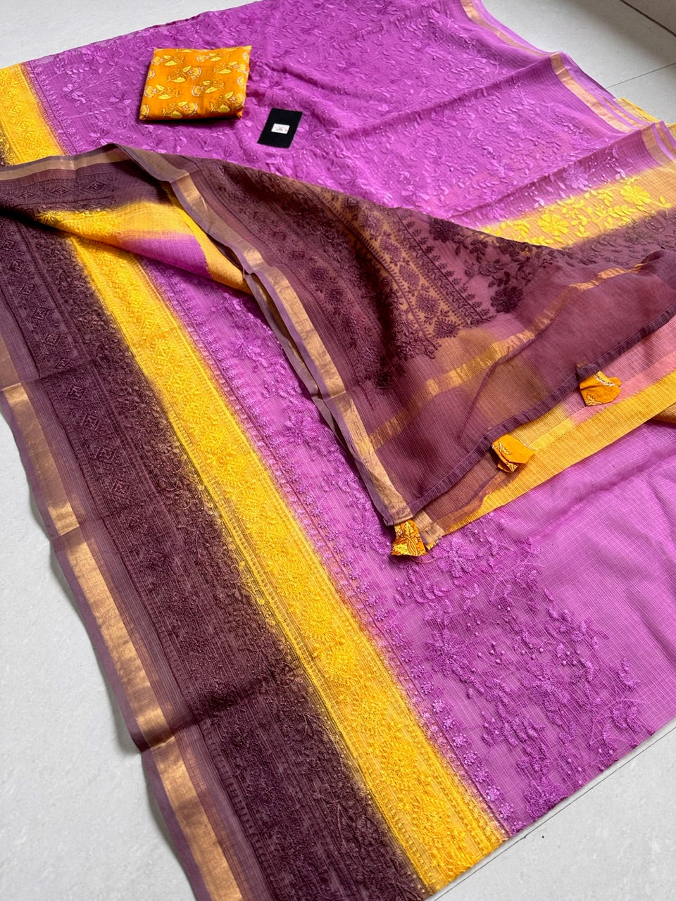 Pure Embroidered Kota Cotton Doria Saree