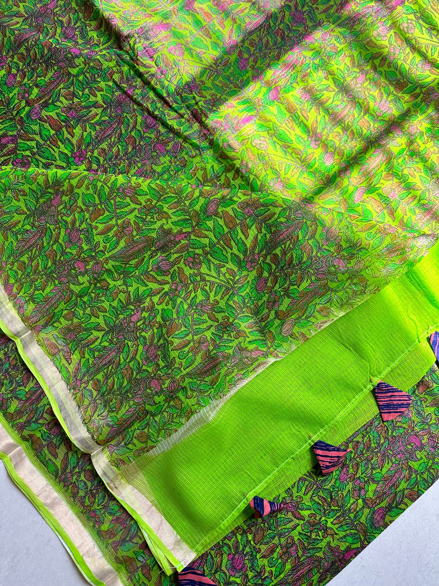 HandBlock Printed Pure Kota Cotton Doria Saree