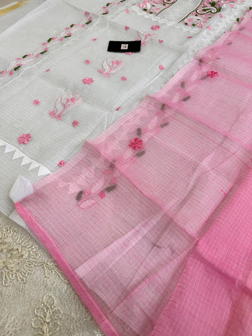 Embroidered Kota Cotton Doria Top N Dupatta (Suit)