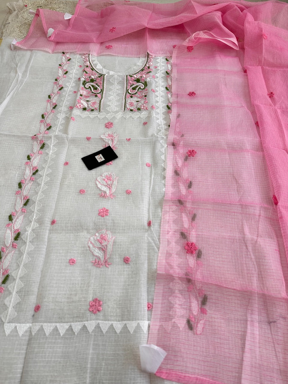 Embroidered Kota Cotton Doria Top N Dupatta (Suit)