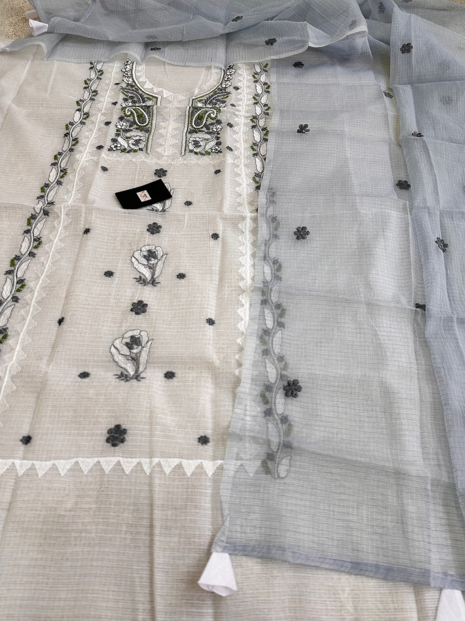 Embroidered Kota Cotton Doria Top N Dupatta (Suit)