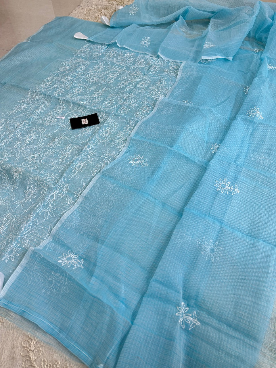 Embroidered Kota Cotton Doria Top N Dupatta (Suit)