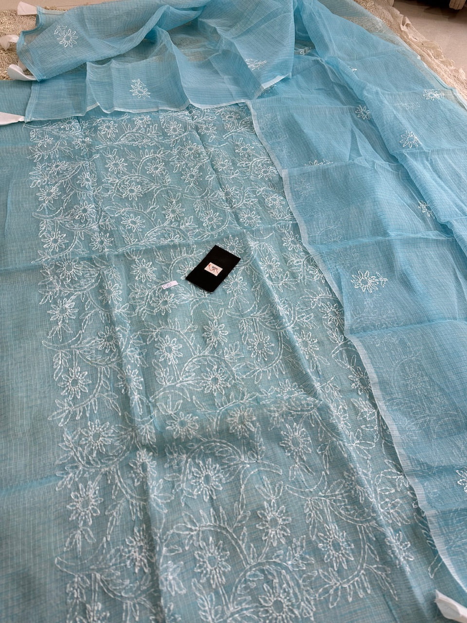 Embroidered Kota Cotton Doria Top N Dupatta (Suit)