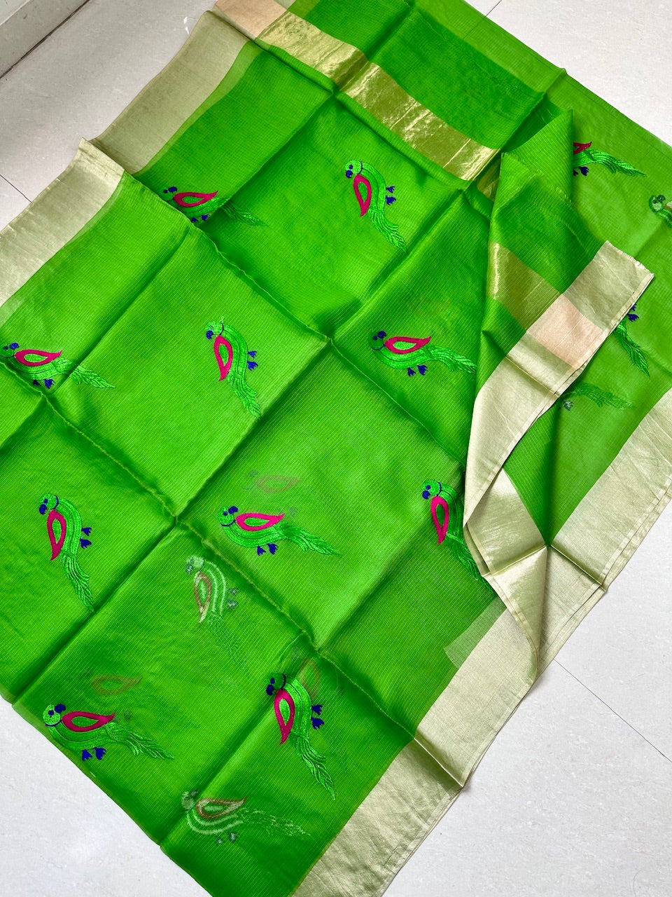 Pure Embroidered Kota Silk Saree