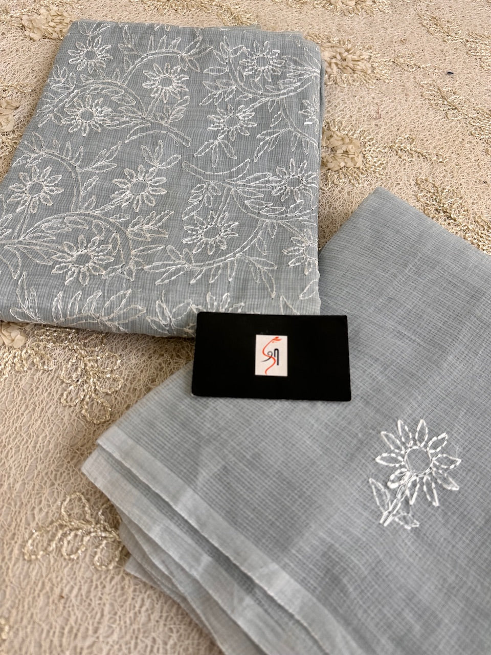 Embroidered Kota Cotton Doria Top N Dupatta (Suit)