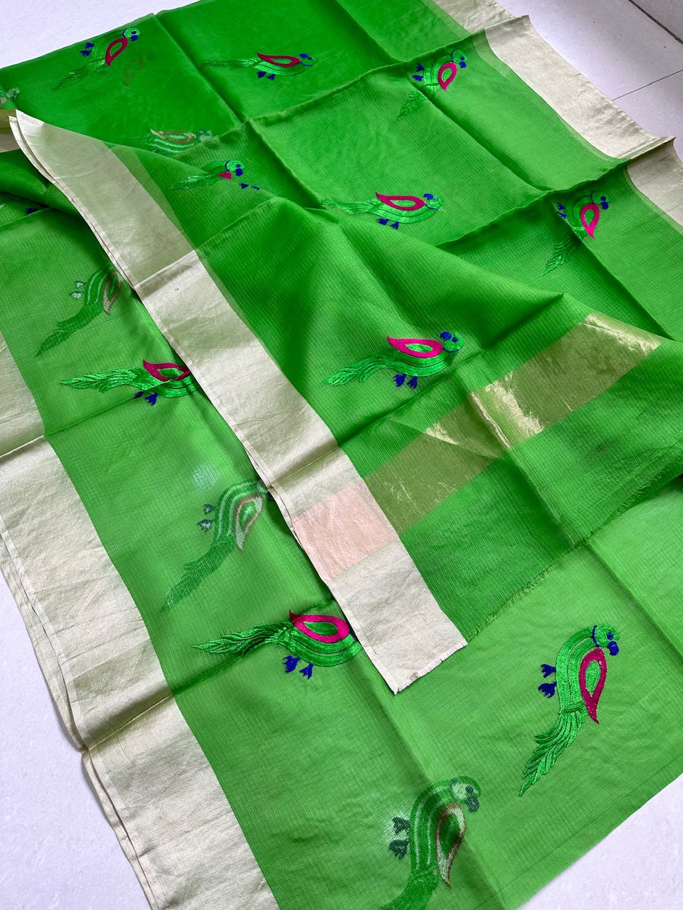 Pure Embroidered Kota Silk Saree