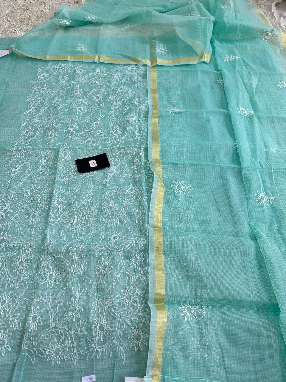 Embroidered Kota Cotton Doria Top N Dupatta (Suit)