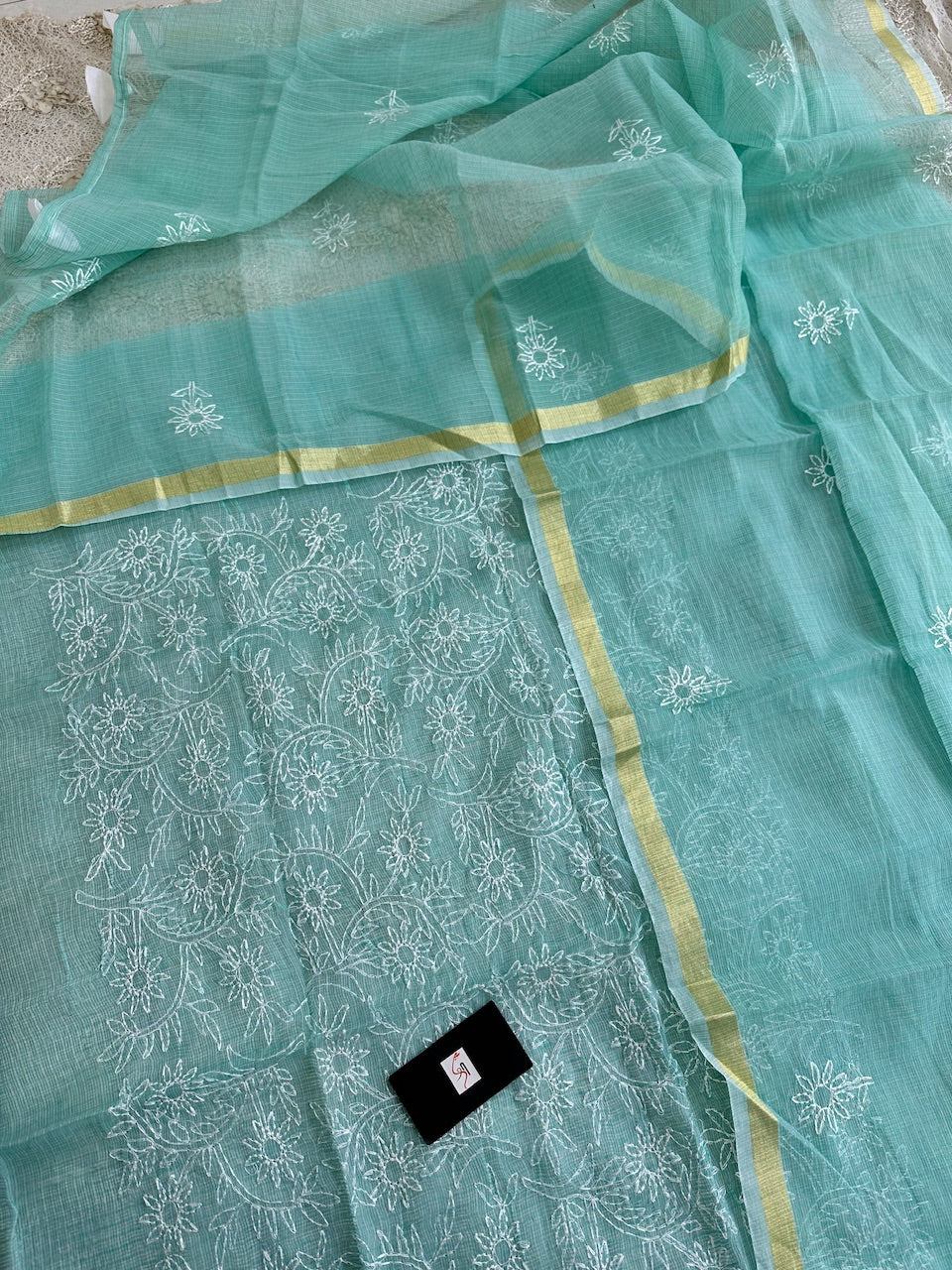 Embroidered Kota Cotton Doria Top N Dupatta (Suit)