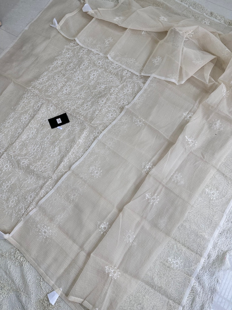 Embroidered Kota Cotton Doria Top N Dupatta (Suit)