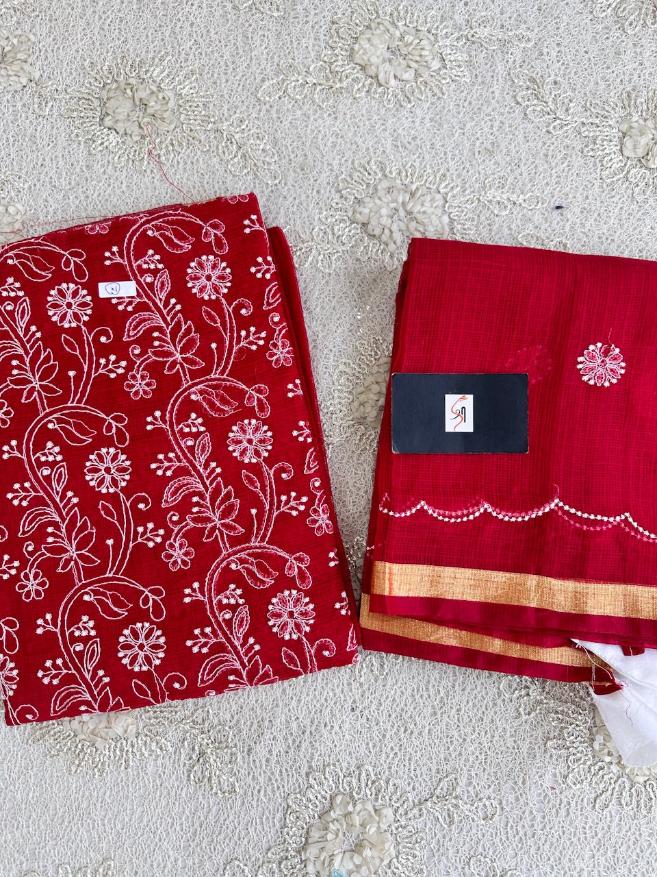 Embroidered Kota Cotton Doria Top N Dupatta (Suit)