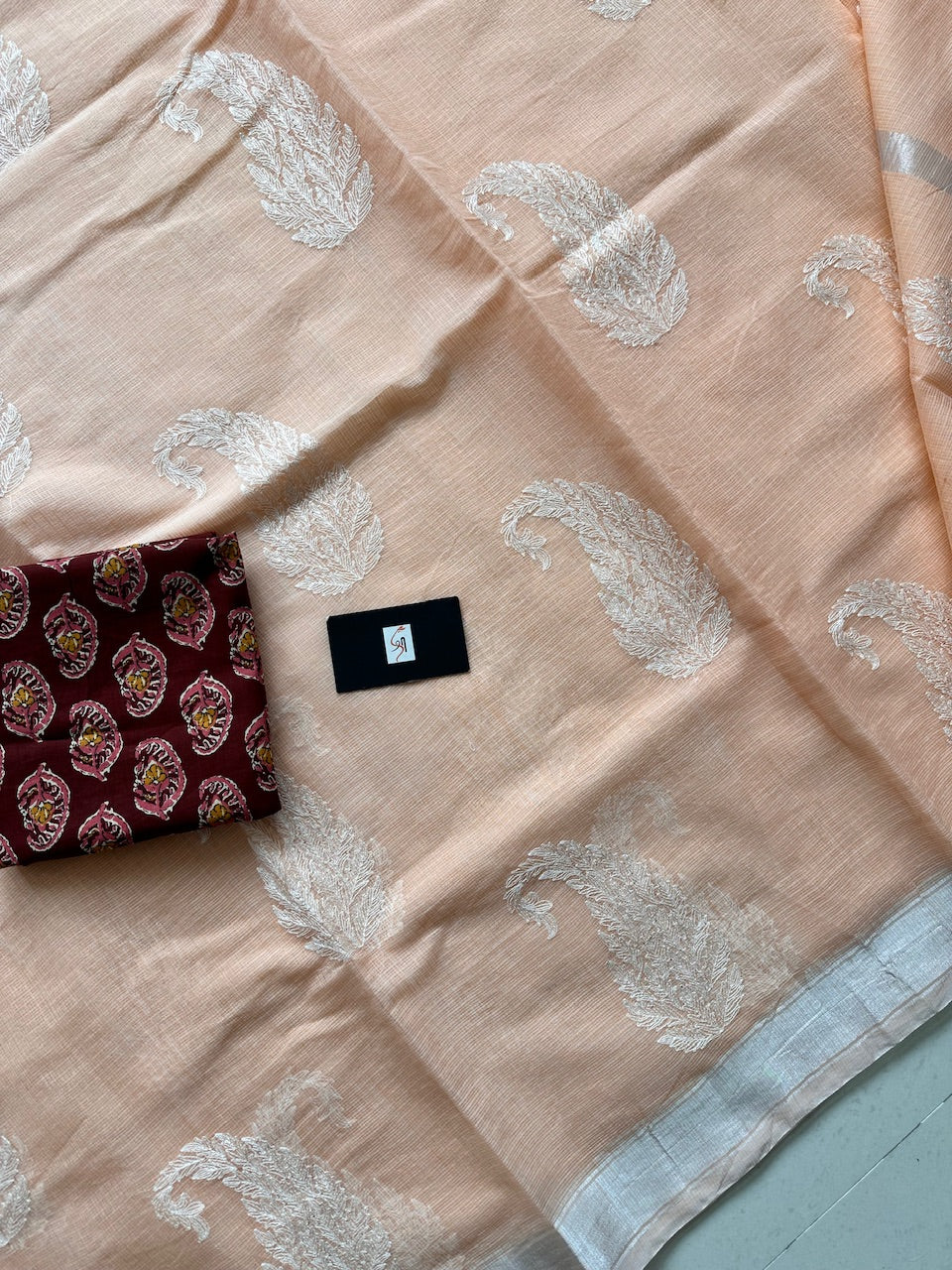 Embroidered Kota Cotton Doria Saree