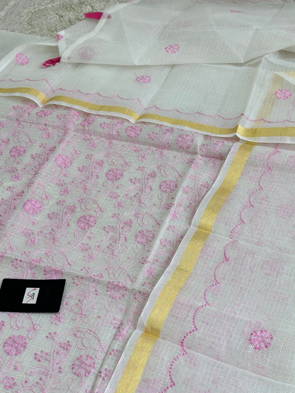 Embroidered Kota Cotton Doria Top N Dupatta (Suit)