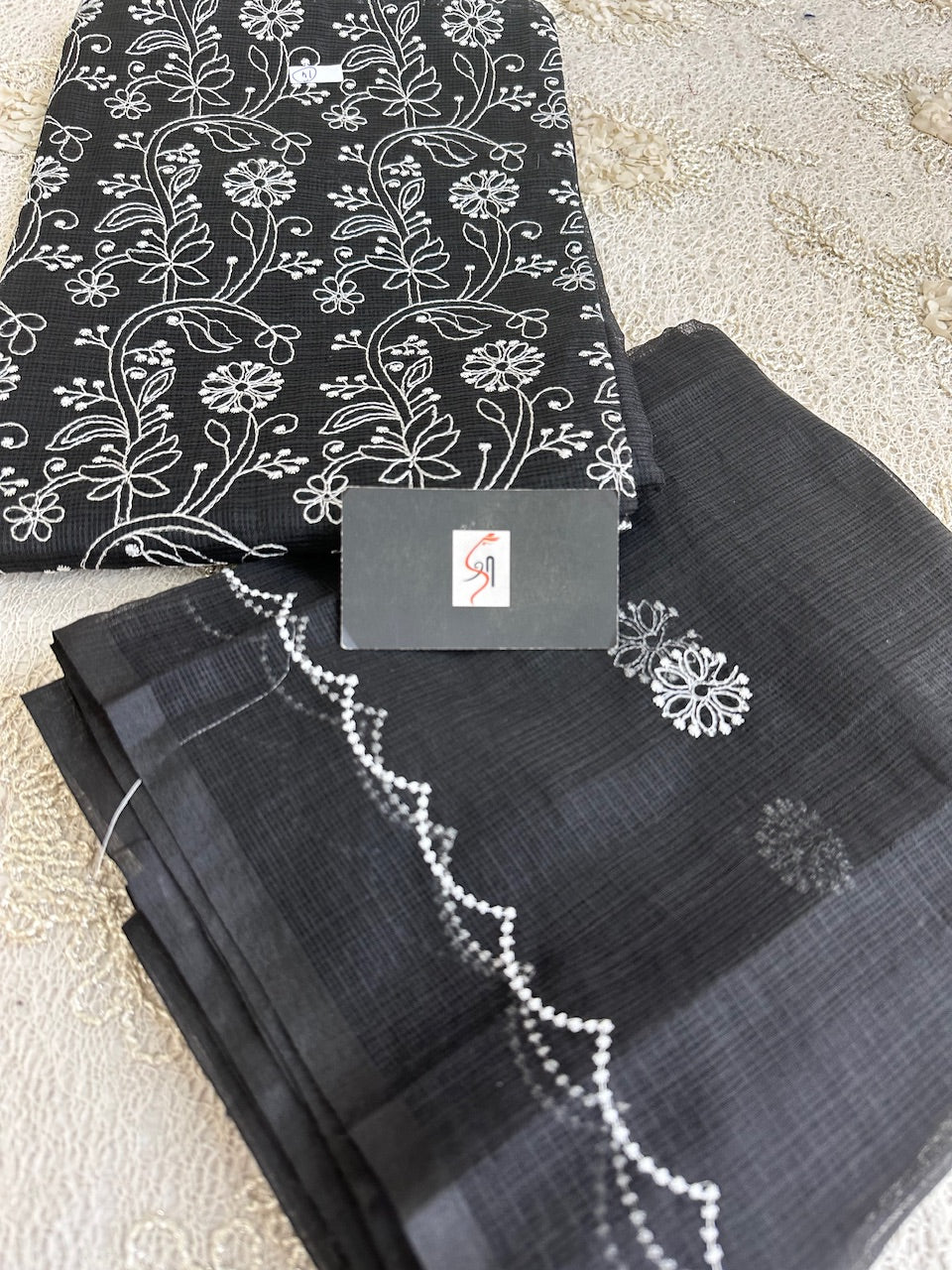 Embroidered Kota Cotton Doria Top N Dupatta (Suit)