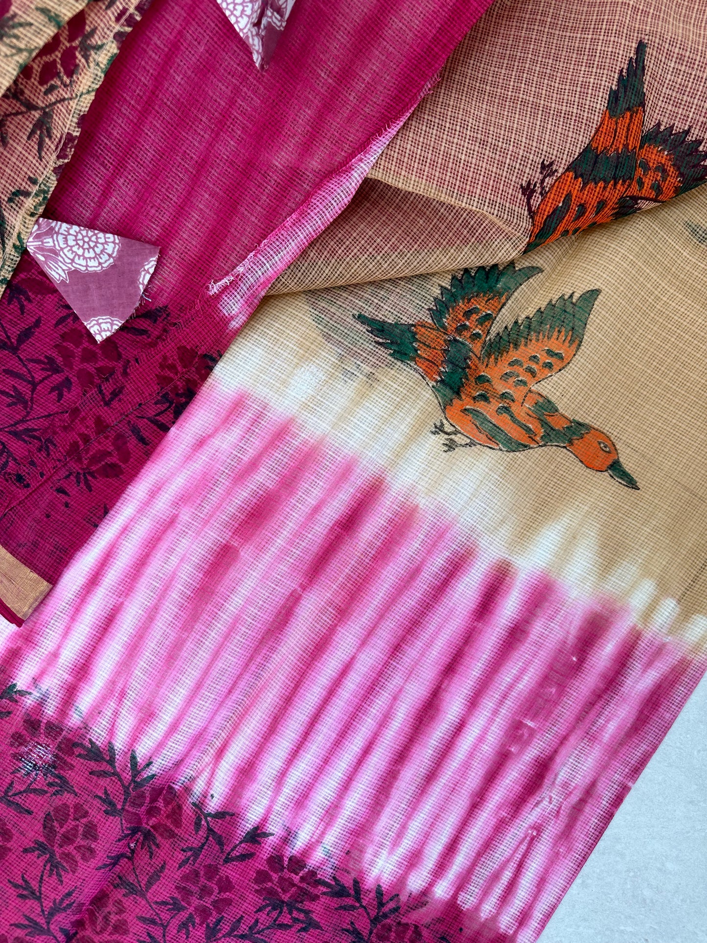 HandBlock Printed Pure Kota Cotton Doria Saree