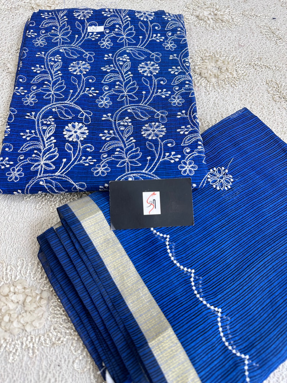 Embroidered Kota Cotton Doria Top N Dupatta (Suit)