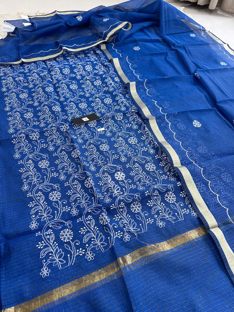 Embroidered Kota Cotton Doria Top N Dupatta (Suit)