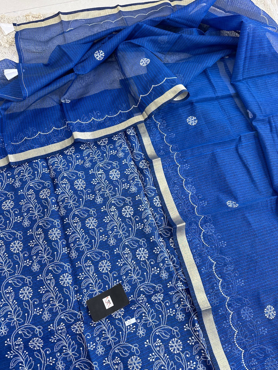 Embroidered Kota Cotton Doria Top N Dupatta (Suit)