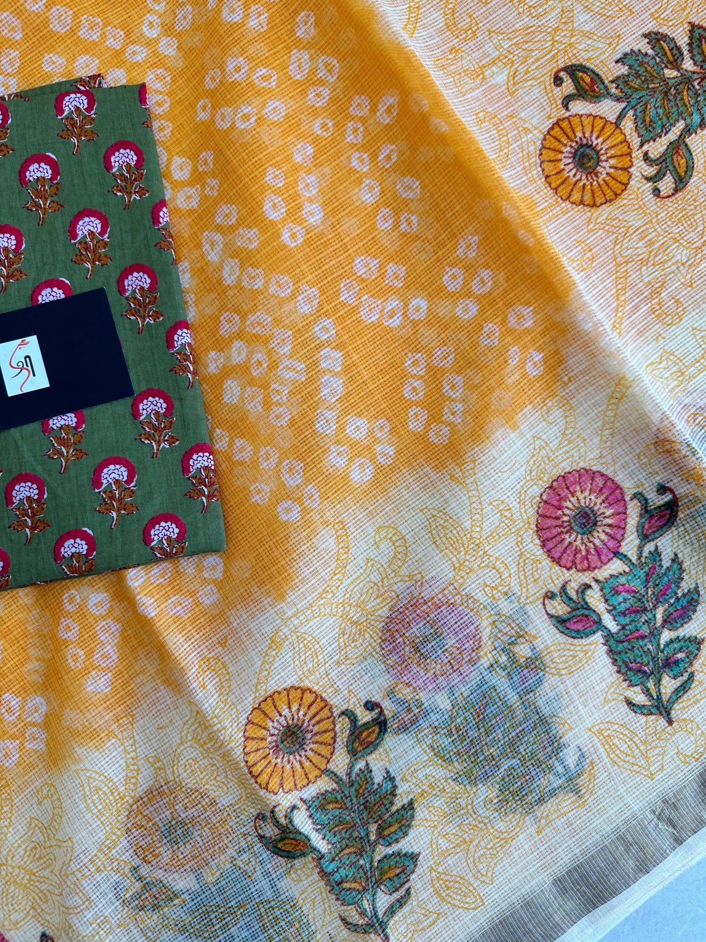 HandBlock Printed Pure Kota Cotton Doria Saree