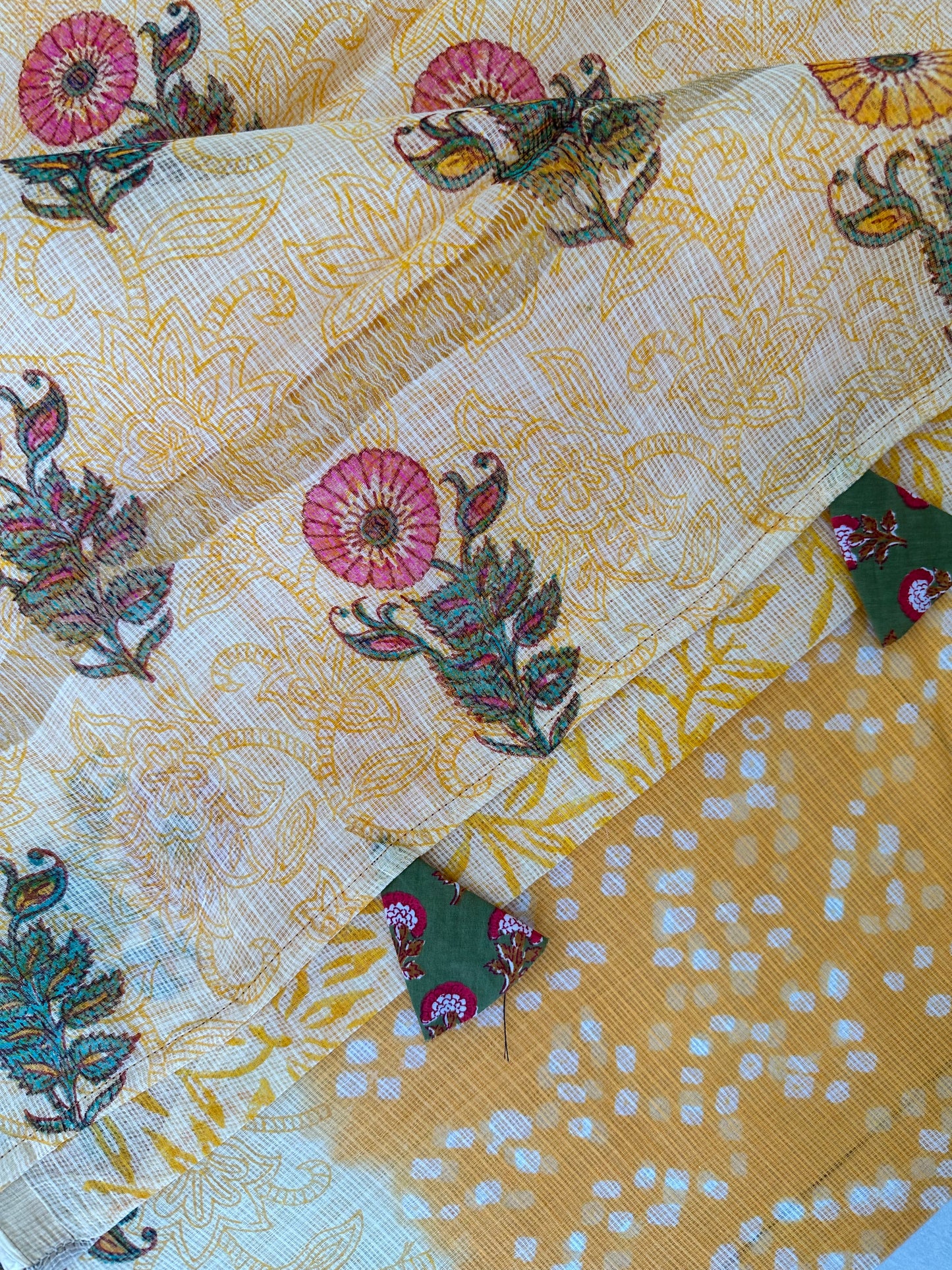 HandBlock Printed Pure Kota Cotton Doria Saree