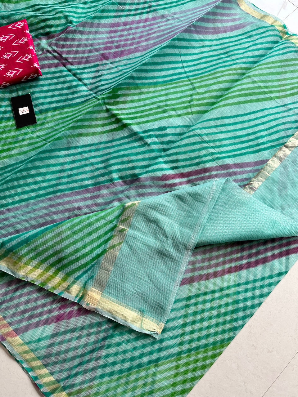 HandBlock Printed Kota Cotton Doria Saree