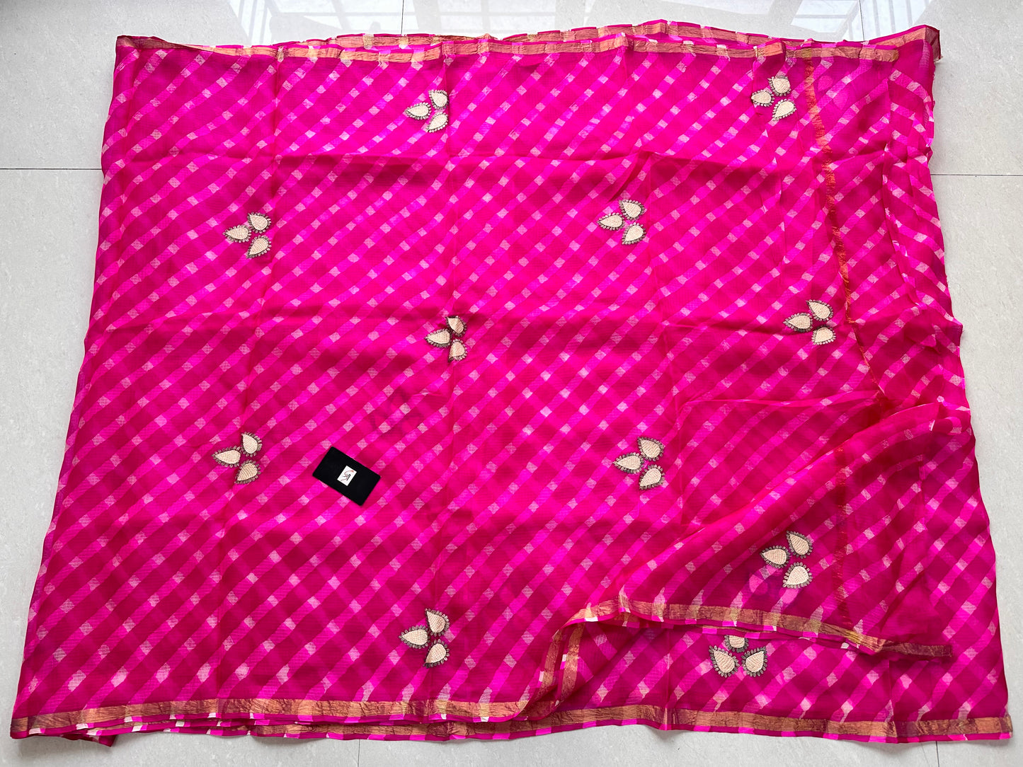 Pure Pitta N Thread Embroidered Kota Silk Saree