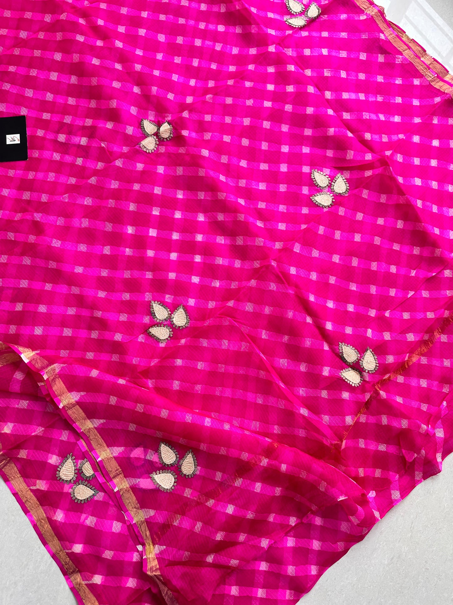 Pure Pitta N Thread Embroidered Kota Silk Saree