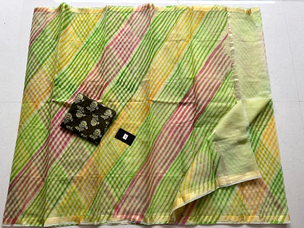 HandBlock Printed Kota Cotton Doria Saree