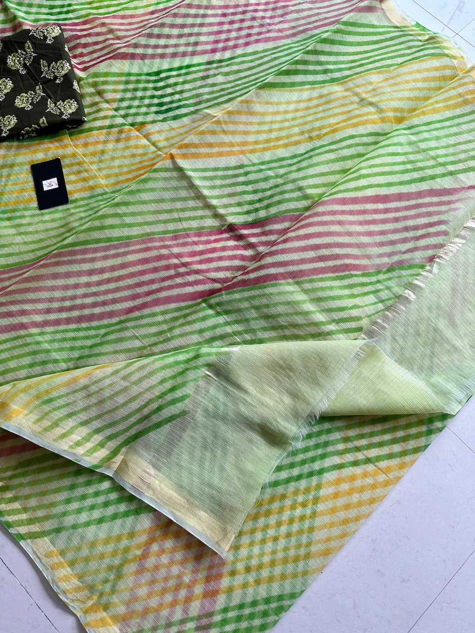 HandBlock Printed Kota Cotton Doria Saree