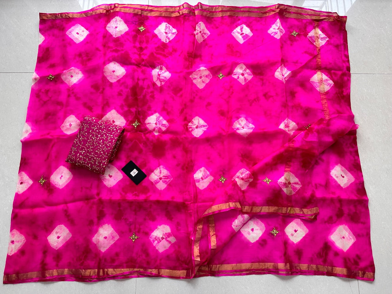 Pure Jaipuri Danka Work Crafted Kota Silk Saree