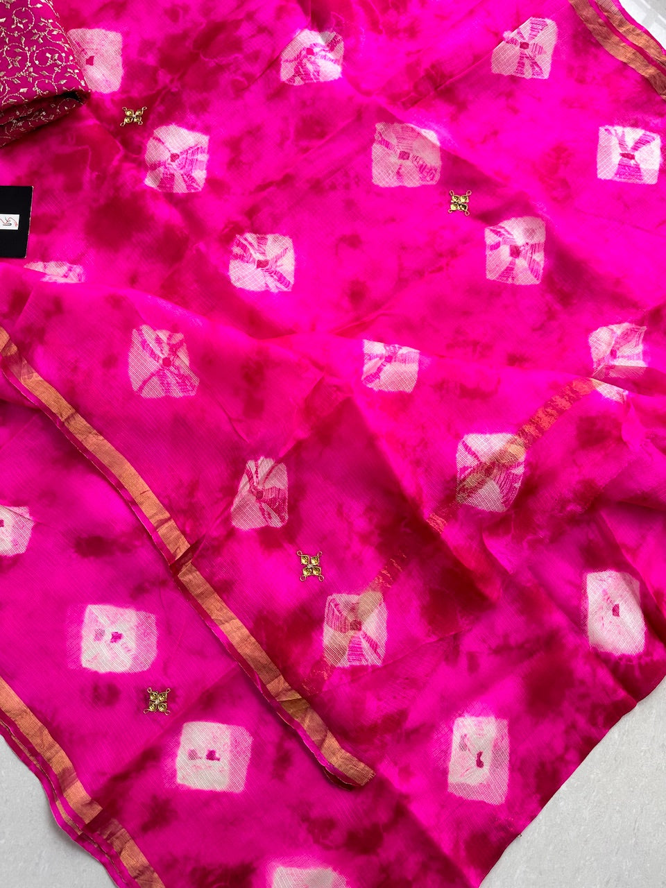 Pure Jaipuri Danka Work Crafted Kota Silk Saree