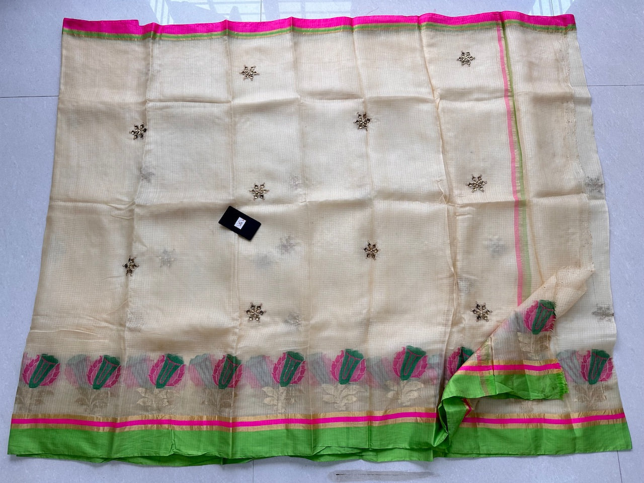 Pure Jaipuri Danka Work Crafted Kota Silk Saree