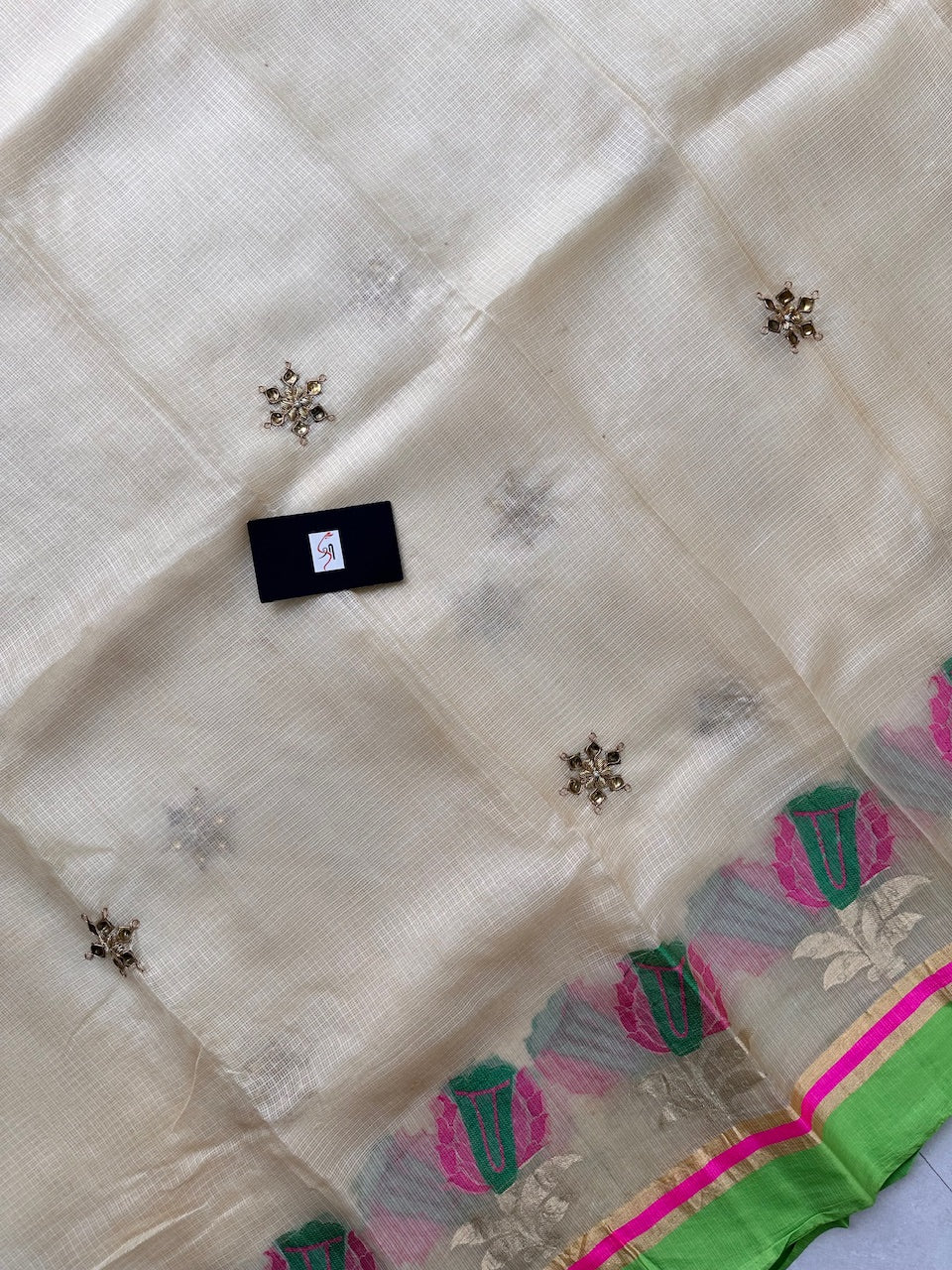 Pure Jaipuri Danka Work Crafted Kota Silk Saree