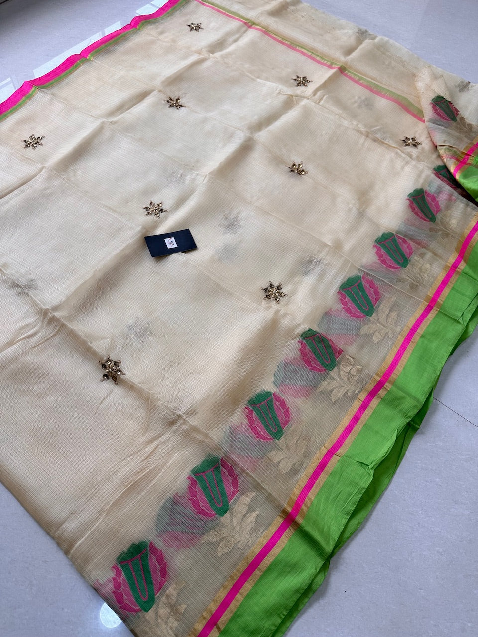 Pure Jaipuri Danka Work Crafted Kota Silk Saree