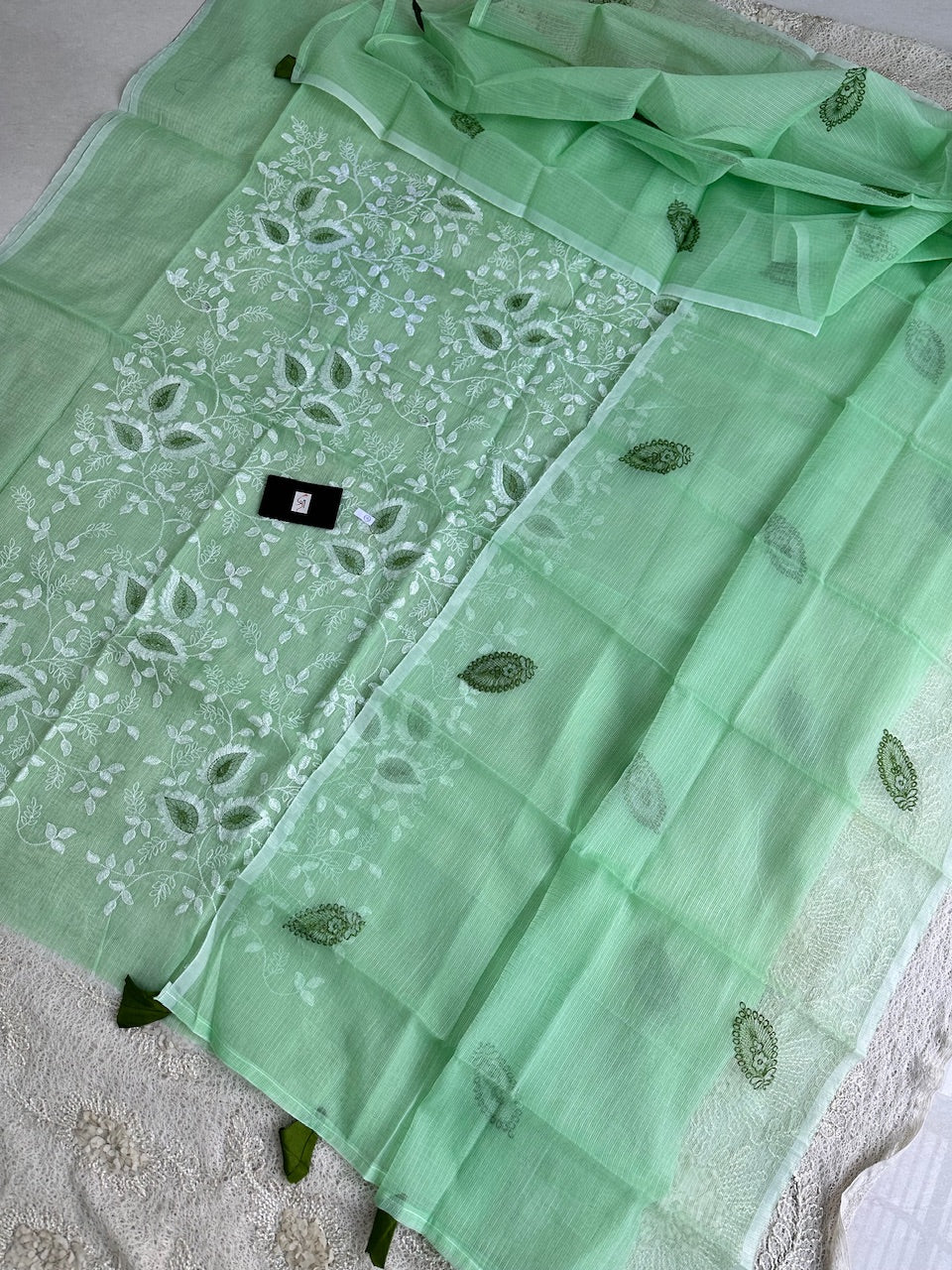 Embroidered Kota Cotton Doria Top N Dupatta (Suit)