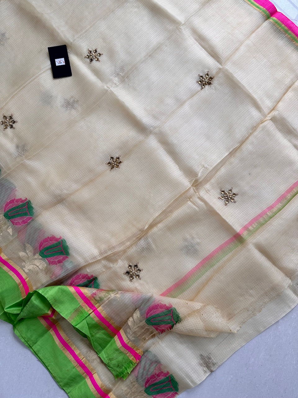 Pure Jaipuri Danka Work Crafted Kota Silk Saree